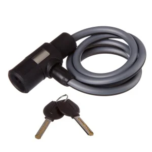 Замок STG TY580-1, трос спиральный, на ключе, диам.10х100см черн.с светоотр. Полосой.