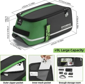 Сумка ROCKBROS На багажник с зеленой вставкой