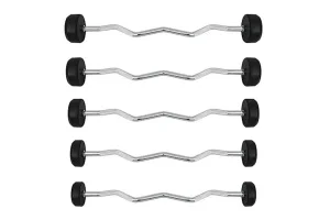 Комплект изогнутых фиксированных обрезиненных штанг 5 шт от 10 до 20кг