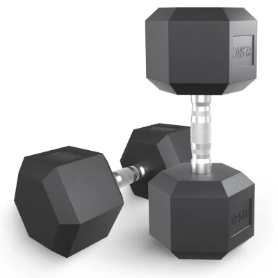 Гантель гексагональная UNIX Fit обрезиненная (22.5 кг, Черный)