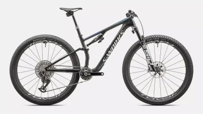 Велосипед Specialized S-Works Epic 8 (2024) (Gloss Carbon/Astral Blue/Electric Green/Cyan Edge Fade/Metallic White Silver L)